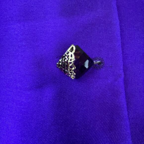 Tally Taylor Skirt Suit Womens 8 Purple Gold Ruffle Bold MOB Special Occassion - Picture 5 of 7